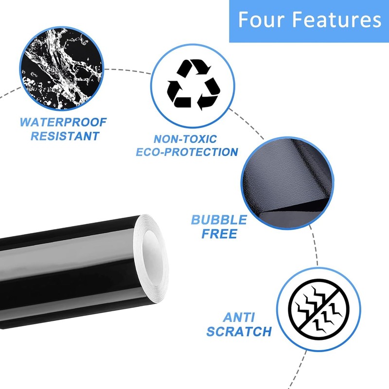 Lypumso Gloss Black Vinyl Wrap for Chrome Delete, 4 Inch