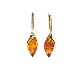 Amber Earrings Setting 925/000 Sterling Silver Gold-Plated by Artisana-Schmuck, Baltic Amber Gold-plated 925/000 sterling silver, Baltic amber