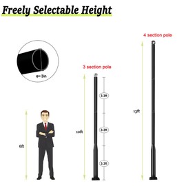 iFvBey Street Light Pole 13ft Tall - Black Outdoor Adjustable Metal Street Lamp Post for Lights with Mounting Steel Anchors