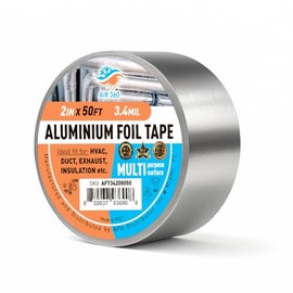 Air 360 Aluminum Foil Tape 2" x 50 ft – Heavy Duty HVAC Duct Tape for Home and Commercial Use – High Temp Insulation, Dryer Vent Sealing, Waterproof Repairs – Strong Adhesive for Pipes and AC