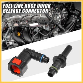 REPAIROCK Car Fuel Line Hose Quick Release Connector Kit 90 Degree 5/16" 7.89mm SAE to 5/16" 8mm Disconnect Hose Plastic Red (Set of 2) Auto Replacement Parts