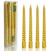Gedengni Twisted Candlesticks Golden Taper Candle -10inch Gold Tapered Candles