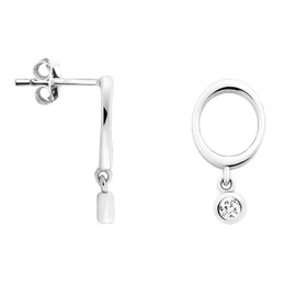 SOFIA MILANI - Women's Earrings 925 Silver with Zirconia Stones - Circle Stud Earrings, Sterling silver, Cubic Zirconia