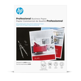 HP Professional Business Paper, Glossy, 8.5x11 in, 52 lb, 150 sheets, works with laser printers (4WN10A),White