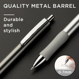 &And Per Se Gel ink Pens, Quality Metal Barrel, Black Ink-Medium Point (0.7mm), 6 pens with 2 extra Refills (Gunmetal)