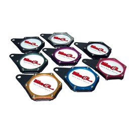 Motorcycle red hexagon tax disc holder.