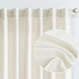 jinchan Linen Textured Curtains 84 Inch Long Farmhouse Curtains for Living Room Casual Weave Back Tab Drapes Light Filtering Window Window Curtains 2 Panels Ivory
