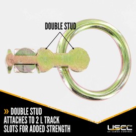 US Cargo Control L Track Double Stud Fitting with O-Ring - Use with L Track Rails in Your Pickup Truck, Van, Or Trailer to Create Instant Tie-Down Anchor Points - Working Load Limit of 1,666 Pounds