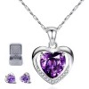 Collar Y Aretes Dije Corazón Cristal Mujer,regalo Para Mujer