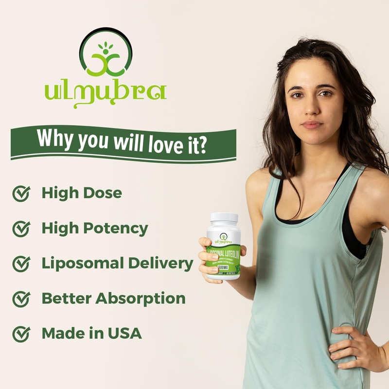 Ulmubra Liposomal Luteolin 500MG, Maximum Absorption, Potent Flavonoid, 60 Softgels,
