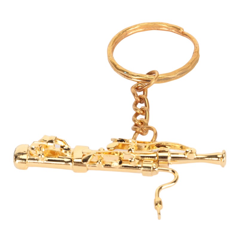 Mini Bassoon Shape Key Chain Adorable Brass Key Ring Pendant