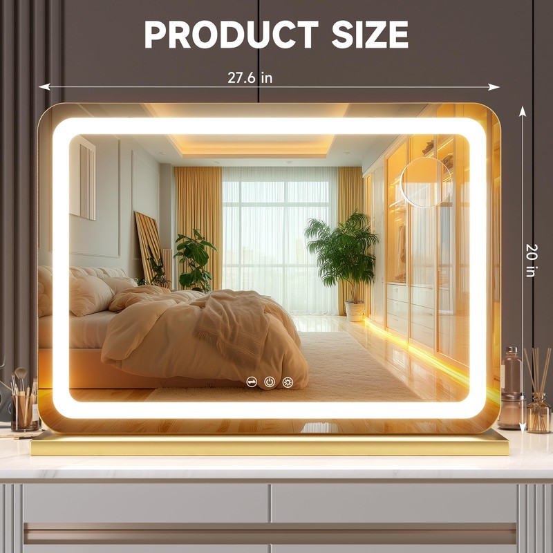 Hasipu Vanity Mirror with Lights, 27.6" x 20" LED Makeup