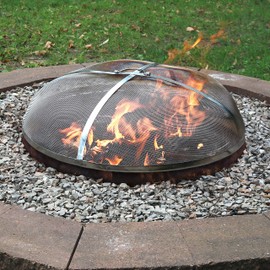 Sunnydaze Fire Pit Spark Screen Cover - Round Outdoor Heavy Duty Metal Firepit Lid Protector - Rust Resistant Stainless Steel Replacement Accessory - 24 Inch