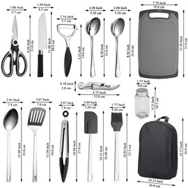 Kyraton Camping Cooking Set 15 Pack, Camping Cookware, Camping Supplies, Portable Camping Kitchen Utensil Set, Ldeal for Backpacking, Barbecuing, Camping and Hiking Trips.