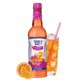Jordan's Skinny Mixes Sugar Free Syrup, Orange Soda Flavored Water Enhancer, Syrup for Snowcones, Drix Mix for Water & more, Zero Calorie Flavoring, Keto Friendly, 25.4 Fl Oz, 1 Pack