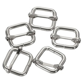 sourcing map Slide Buckle, 10Pcs 1" - Metal Tri-Glides Slide Adjuster with Movable Center Bar, Rectangle Belt Keeper for Bag Purse Straps Making Replacement (Silver)