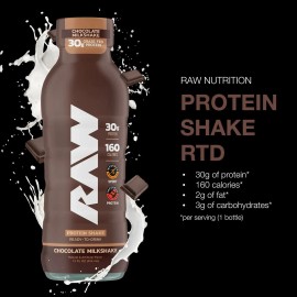 RAW Protein 30g Protein Shake, Chocolate, 12 ct. FREE SHIPPING!!!