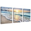 White 3 Panel Blue Sea Sunset Canvas Wall Art Ready