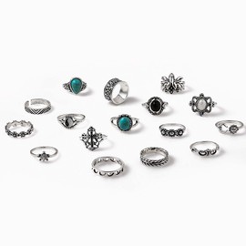 HUASAI Gold Stackable Rings for Women Vintage Knuckle Rings for Women Crystal Boho Ring Set Cute Finger Midi Rings Dainty Ring Pack Jewelry Gift