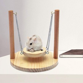 Litewood Hamster Toys Wooden Swing with Hanging Chain for Mouse Chinchilla Rat Gerbil and Dwarf Hamster