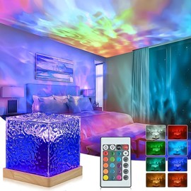 LKCCTK Water Pattern Lamp Night Light 16 Color Changing USB Powered Brightness Control with Remote Control Rotating Water Ripple Night Light Decoration Party Birthday Home Decor Gift Bar Game Room