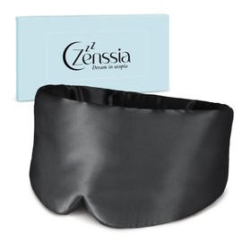 Zenssia Sleep Mask Silk for Men and Women, Enlarged and Widened Eye Mask with Adjustable Velcro for Daily Rest and Short Breaks when Travelling, Black