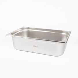 Baki Stainless Steel Gastronorm Container 1/1 Food Pan 65, 100, 150 mm Deep with & Without Lid (150mm Deep)