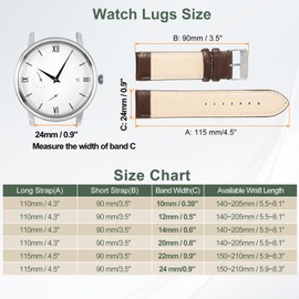 sourcing map Leather Watch Bands for Men and Women, 10mm Quick Release Watch Strap Replacement, Flat Thin Elegant Leather Strap with Tools, Drak Brown