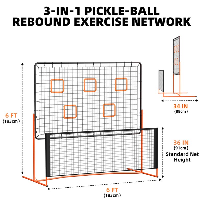FAHKNS Pickleball Rebounder Training Equipment, Pickleball Rebound Net, for Single