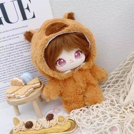 niannyyhouse 20cm Plush Doll Clothes Bear Pattern Onesie Dress Up 8in Kpop Stuffed Doll Clothing (Brown-2)