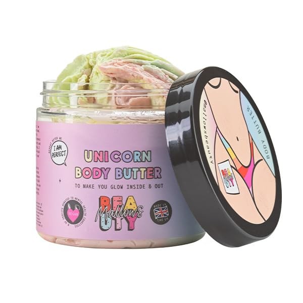 Mallows Beauty Unicorn Body Butter, Body Moisturiser with Essential Oils,