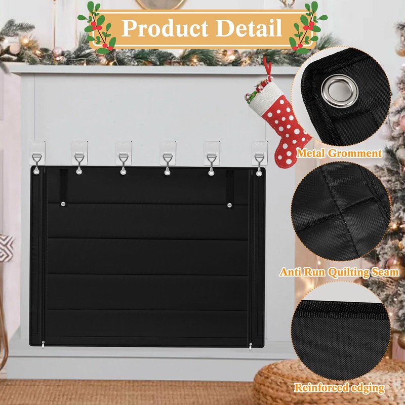 LUCKIPLUS Fireplace Cover, Indoor Fireplace Blanket with Hook & Loop