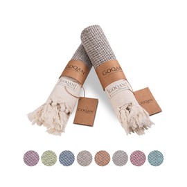 Goqan by realgrandbazaar Elis Turkish Hand Towels Set of 2 -%100 Cotton, Pre Washed, Quick Dry, Soft 20x40' Hand Towel for Bathroom Clearance, Kitchen Towels, Tea Towels, Washcloths (Grey)