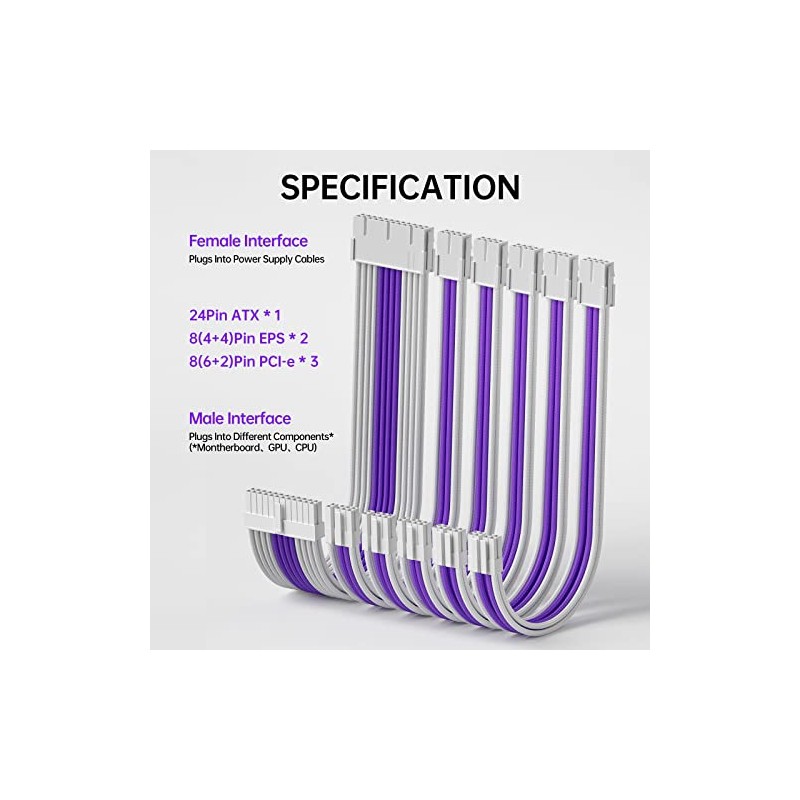 AsiaHorse 16AWG Snowseries Cable con Funda para Fuente de alimentación,