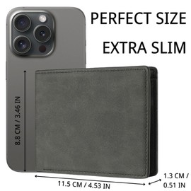 KEYRI 1 PCS Leather Wallets Mens Slim Wallet with Card Holder Banknote Compartments and Coin Pocket Black Wallets for Work Business or Travel Minimalist Purses for Men UK (Black)