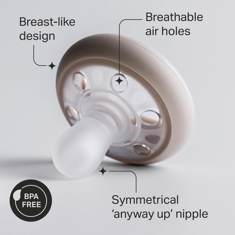 Tommee Tippee Breast-Like Pacifier, 0-6 Months, Symmetrical Design, Natural Breast-Like