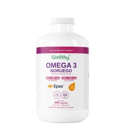 Wellthy Omega 3 Epax 400 Cápsulas Ácidos Grasos 2000mg. Aceite de Pescado Noruego Ultraconcentrado. 30 EPA y 20 DHA La más alta concentración, Alta...