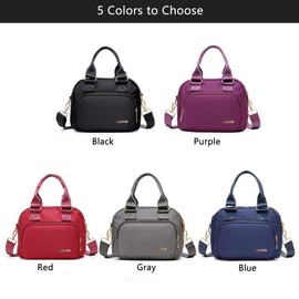 OPXTO Nylon Shoulder Handbags for Women, Waterproof Multi Pocket Purses and Cross-body Bags, High-dense Nylon Oxford Multi-function Lightweight Tote Bag. (Red)