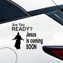 2PCS are You Ready?Jesus is Coming Soon Vinyl Car Decal - 5.51"x4.72" - Waterproof Faith-Themed Sticker for Cars, Laptops, Motorcycles, Windows and More |#AZ299 (Black)