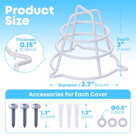 Fire Sprinkler Head Cover Guard,White Fire Sprinkler Cage Suit 1/2"&3/4", Sprinkler Protection for Semi-Recessed Fire Sprinkler,Sprinkler Cover Side Wall/Pendent/Upright (6 PCS)