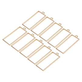 M METERXITY 10 Pack Open Bezels for Resin - Hollow Frames Alloy Lengthen Lengthen Rectangle Shaped, Apply to DIY Crafts Pendants Pressed Flowers (Gold Tone)