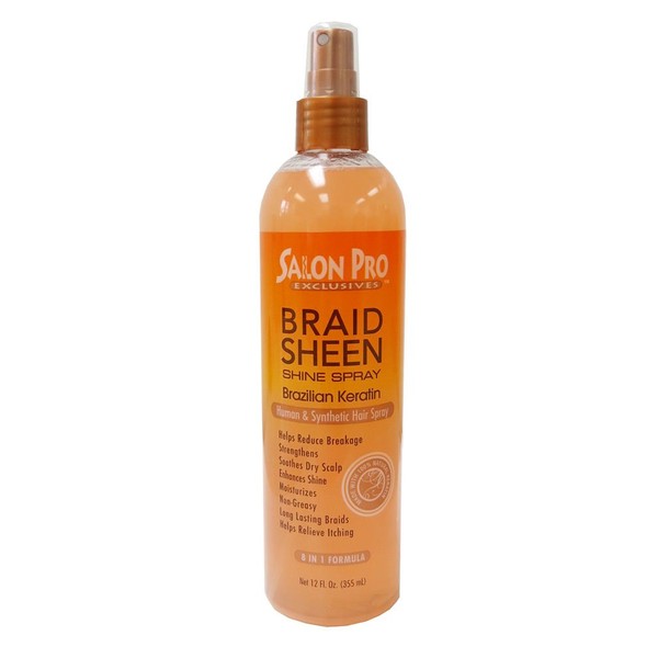 Salon Pro Braid Sheen Shine Spray 8 in 1 Formula 12 oz. / 355 ml (Brazilian Keratin)