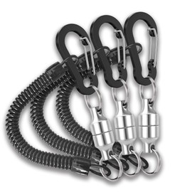 Wlikn Magnetic Releaser, Magnetic Net Release, Magnets, Load Capacity 11.0 lbs (5 kg), Set of 3, Includes Carabiner, Hanging Accessories, Hooks, Camping, Climbing, Fishing, Outdoor Use, Spring Cord