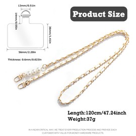 Turkalla Phone Crossbody Chain Cell Phone Lanyard,Leather+Metal Shouder Strap Universal Phone Strap with Phone Tether Patches (K)