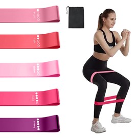 Risipu Resistance Bands Set of 5 - Skin-Friendly Fabric Exercise Band with 5 Different Resistance Levels, Ideal for Home Gym, Yoga, Strength Training & Glutes - Non-Slip with Carrying Bag Included