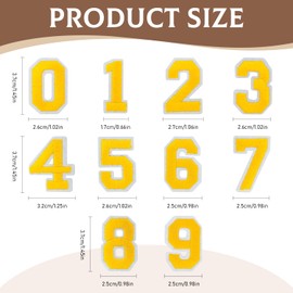 50PCS Iron on Numbers Patches, Embroidered Numbers Iron on Patches for Clothes, Dress, Hat, Jeans(Yellow)