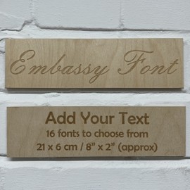 Cutncraft Designs Embassy Font Signs Engraved Wooden Sign Plaque Wall Door Hanging Gift Idea 21x6cm (8x2inch)