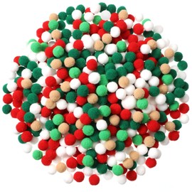 Tegeme 2000 Pieces Christmas Pom Poms Red Green White Pompoms 1 cm Assorted Fuzzy Balls for Christmas DIY Arts and Craft Making Decorations