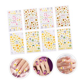 Baluue 16sheets Sunflowers Nail Art Stickers DIY Nail Decals for Salon Parties Stylish Decor