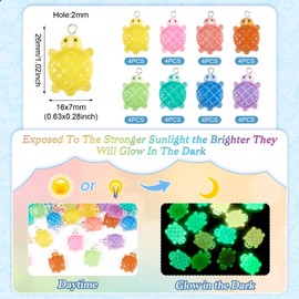 Craftdady 32pcs Luminous Turtle Pendants Sea Turtle Glow in the Dark Dangle Charms Gradient Resin Earring Charms Lovely Necklace Pendants 26 x 16 mm for DIY Craft Bracelet Jewelry Making